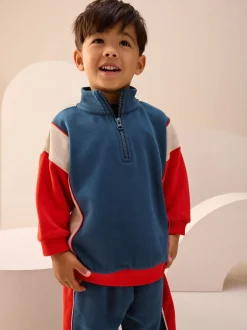 Rouge/Marine - Ensemble haut demi-zip et jogging (3mois à7ans)