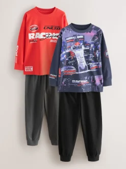 Rouge/Noir - Lot de 2 pyjamas à manches longues (3-16ans)