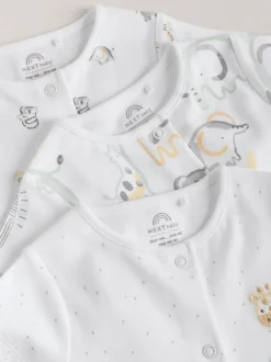 Safari blanc Animal brodé - Barboteuse Jersey Baby 3 Pack