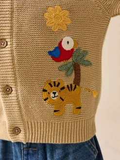 Safari Marron fauve - Character Cardigan (3mths-7yrs)