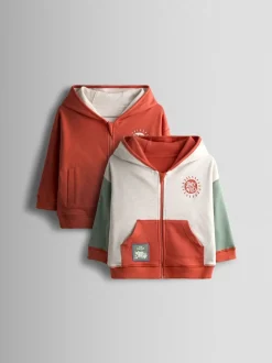 Safari Orange rouille - Sweat à capuche réversible JoJo Maman Bébé color block