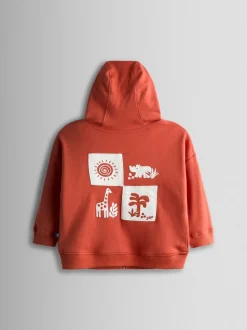 Safari Orange rouille - Sweat à capuche réversible JoJo Maman Bébé color block