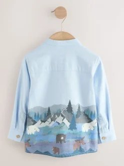 Scène bleue - Chemise imprimée Noël grand-père à manches longues (3mois-10ans)