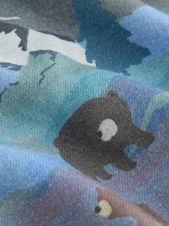 Scène bleue - Chemise imprimée Noël grand-père à manches longues (3mois-10ans)