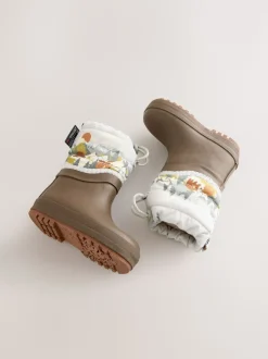 Scène d’ours Marron Neutre - Bottes de pluie à poignets matelassés