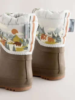 Scène d’ours Marron Neutre - Bottes de pluie à poignets matelassés