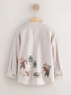 Scène neutre - Chemise imprimée Noël grand-père à manches longues (3mois-10ans)