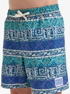 Short de bain Quiksilver Surfsilk Straight Volley à imprimé géométrique pour jeune