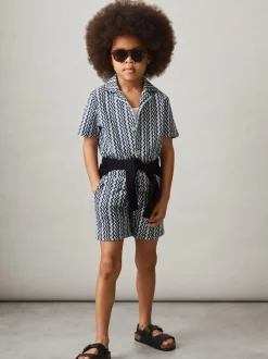 Short Reiss Teti à cordon de serrage en maille zigzag