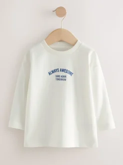 Slogan blanc - T-shirt semi-uni à manches longues (3mois-7ans)