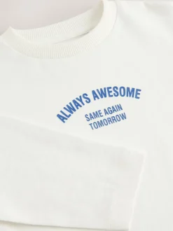 Slogan blanc - T-shirt semi-uni à manches longues (3mois-7ans)