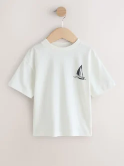 Slogan blanc/bleu/rouge/jaune - Lot de 4 t-shirts graphiques à manches courtes (3mois7ans)