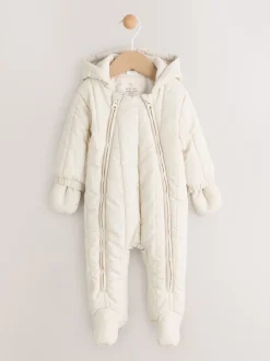 Slogan écru Little One Back - Combinaison de bébé matelassée en nylon