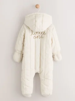 Slogan écru Little One Back - Combinaison de bébé matelassée en nylon