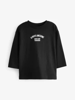 Slogan noir - T-shirt semi-uni à manches longues (3mois-7ans)