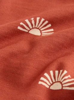 Soleil rouge rouille - T-shirt imprimé sur l’ensemble à manches courtes (3 mois7 ans) (3mois7ans)