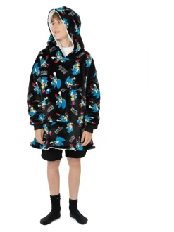 Sonic noir foncé - Sweat à capuche Vanilla Underground couverture imprimé sur l’ensemble