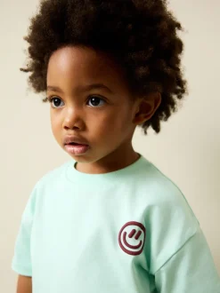 Sourire Vert menthe - Petit t-shirt graphique à manches courtes (3mois à7ans)