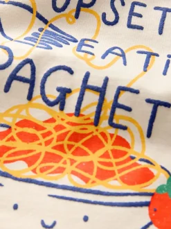 Spaghetti blanc - T-shirt imprimé graphique à manches longues (3mois-8ans)