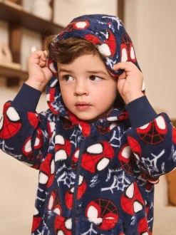 Spiderman bleu marine/rouge - Tout-en-un sous licence en polaire (9mois à10ans)