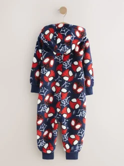 Spiderman bleu marine/rouge - Tout-en-un sous licence en polaire (9mois à10ans)