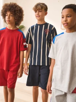 Sport à rayures rouge/bleu/gris - Pyjama court 3 Pack (3-16ans)
