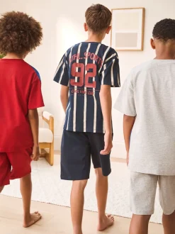 Sport à rayures rouge/bleu/gris - Pyjama court 3 Pack (3-16ans)