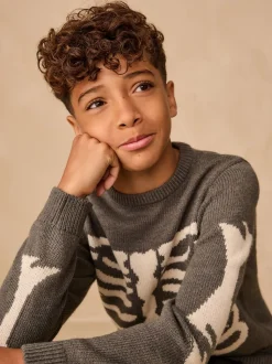 Squelette gris anthracite - Tireur de col rond tricoté (3-16yrs)