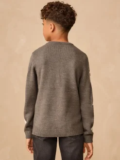 Squelette gris anthracite - Tireur de col rond tricoté (3-16yrs)