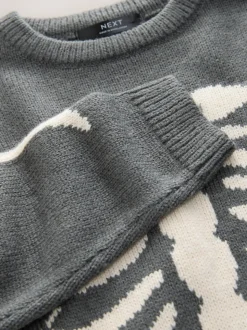 Squelette gris anthracite - Tireur de col rond tricoté (3-16yrs)