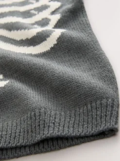 Squelette gris anthracite - Tireur de col rond tricoté (3-16yrs)