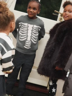 Squelette gris anthracite - Tireur de col rond tricoté (3-16yrs)