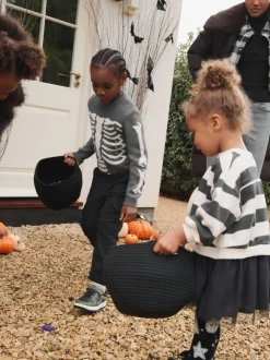 Squelette gris anthracite - Tireur de col rond tricoté (3-16yrs)