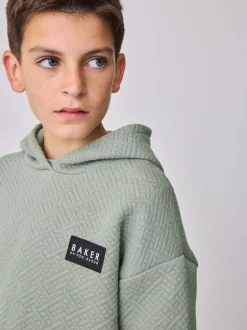 Sweat à capuche Baker by Ted Baker vert texturé