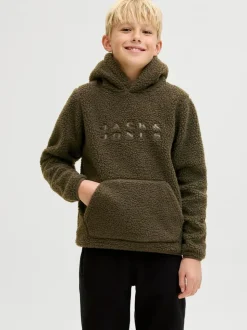 Sweat à capuche JACK & JONES Junior en polaire verte