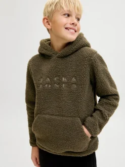 Sweat à capuche JACK & JONES Junior en polaire verte