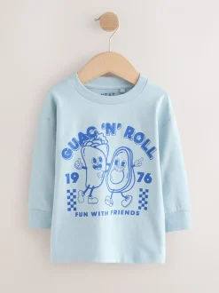 Taco bleu/vert - Lot de 3 t-shirts imprimés graphiques à manches longues (3mois-7ans)