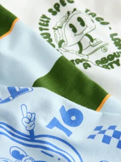 Taco bleu/vert - Lot de 3 t-shirts imprimés graphiques à manches longues (3mois-7ans)