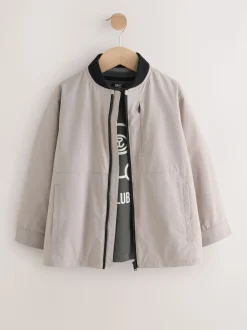 Taupe (Taupe) - Ensemble Bomber Veste-chemise et T-shirt 2 pièces (3mois-7ans)
