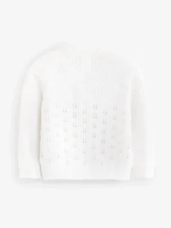 The Little Tailor Pointelle Bébé 100% coton blanc Cardigan