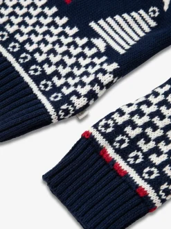 The Little Tailor pull en coton fairisle multicolore de Noël bleu enfant