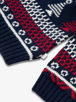 The Little Tailor pull en coton Fairisle multicolore de Noël bleu bébé