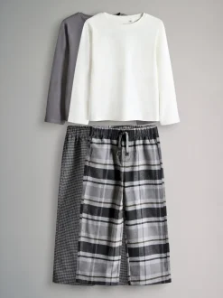 The Set lot de 2 ensembles t-shirts en jersey de coton à manches longues et pyjamas avec bas tissé