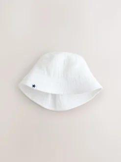 Tissé blanc et bleu - Paquet de bonnets pour bébé 2 (0mois-2ans)