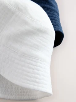 Tissé blanc et bleu - Paquet de bonnets pour bébé 2 (0mois-2ans)