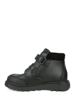 Toezone Levi Garçons Rip Tape Noir Ankle Bottes with Toe Bumper