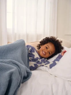 Étoile bleue/blanche - Pyjama simple en polaire confortable (9mois-12ans)