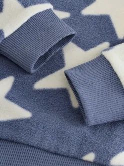 Étoile bleue/blanche - Pyjama simple en polaire confortable (9mois-12ans)