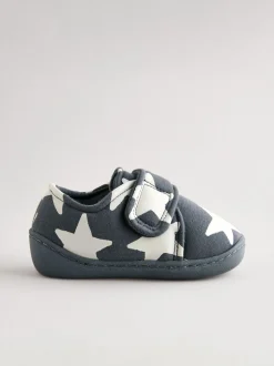 Étoile grise - Chaussons à fermeture scratch et semelles cuvette