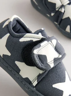 Étoile grise - Chaussons à fermeture scratch et semelles cuvette